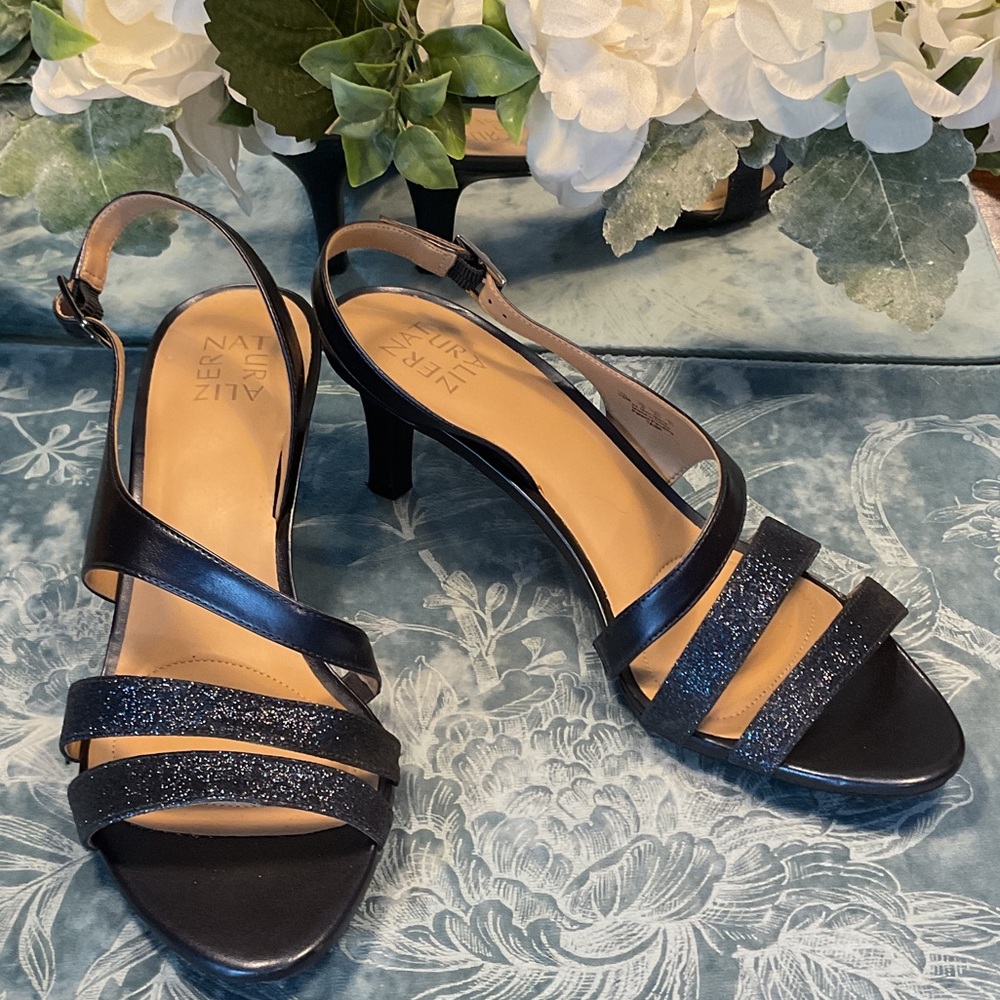 Naturalizer Navy Sparkle Strappy Sandals